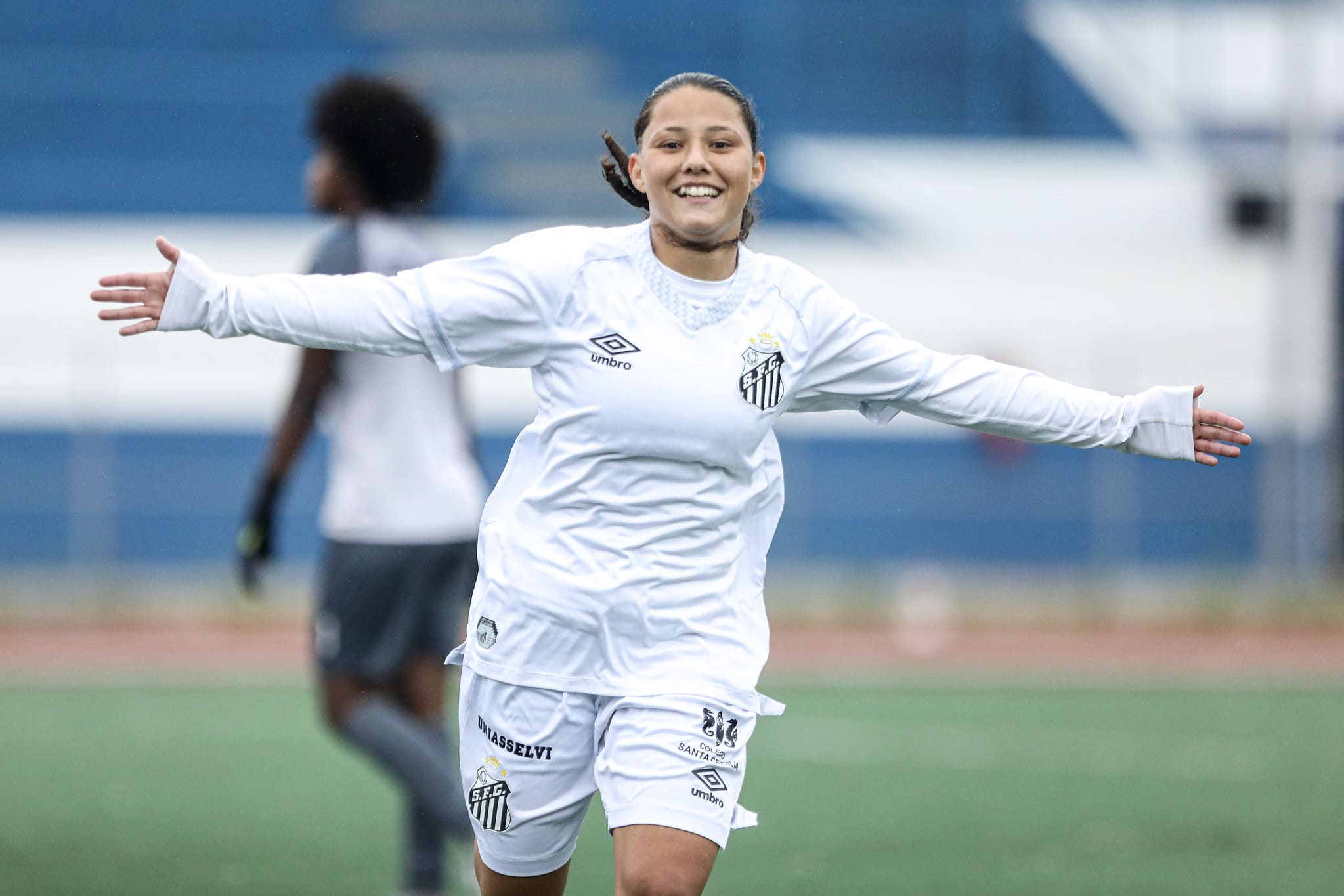 Evelin marcou o segundo gol do Santos (Foto: Reinaldo Campos/ Santos FC)