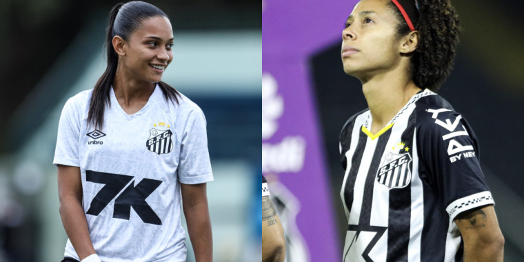 Samara e Evellyn assinaram renovação com o Santos (Foto: Reinaldo Campos/ Santos FC)