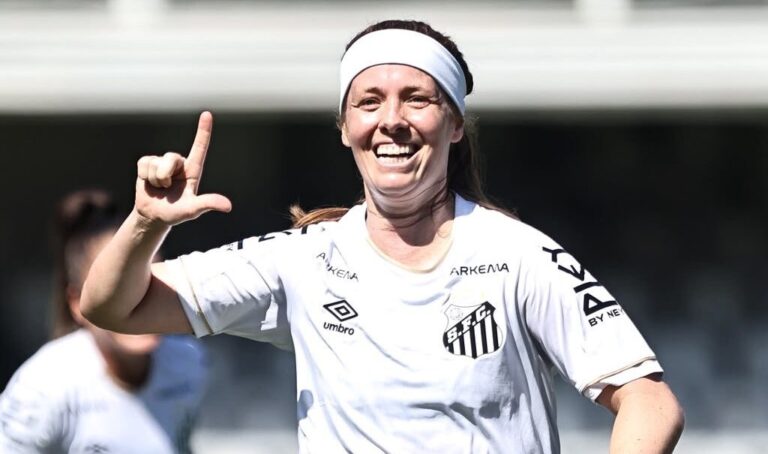 Ketlen volta a marcar após gravidez. (Foto: Reinaldo Campos/Santos FC)