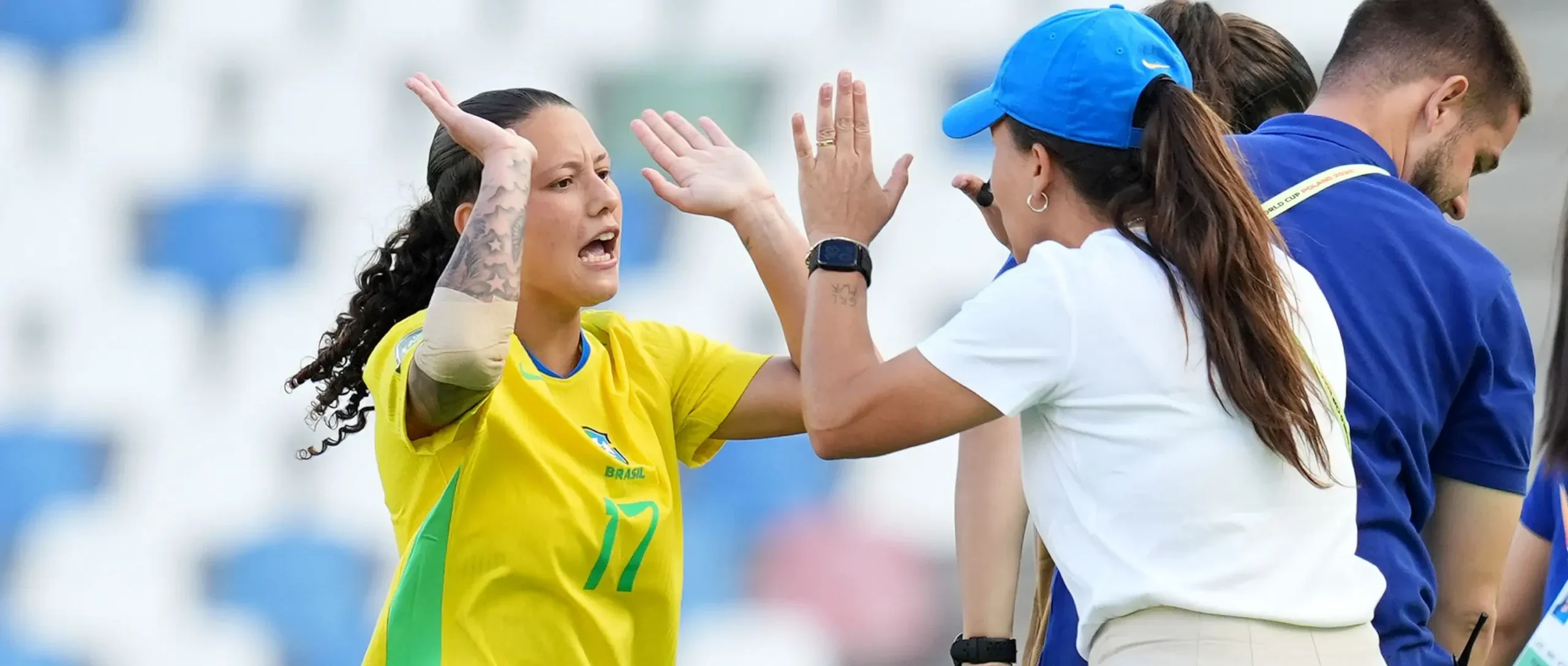 Evelin foi o destaque do Brasil na goleada contra a Tanzânia. (Foto: Daniela Porcelli/FIFA)